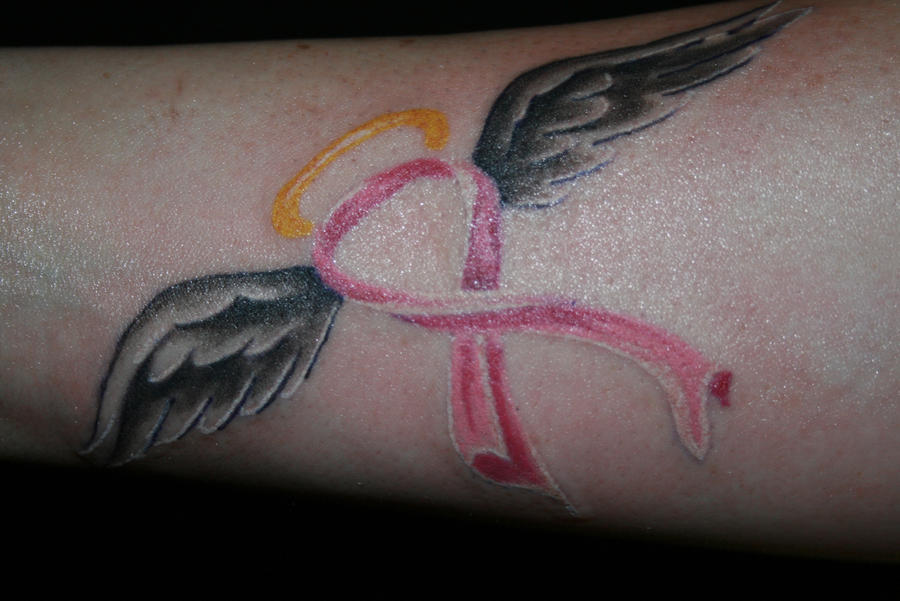 Breast Cancer Ribbon With Wings