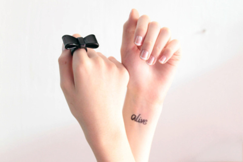 Cancer Ribbon Tattoos On Wrist