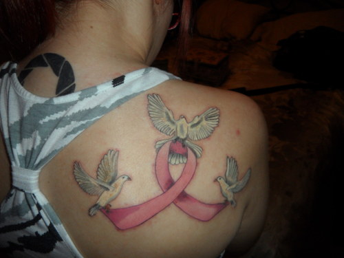 Cancer Ribbon Tattoos With Wings