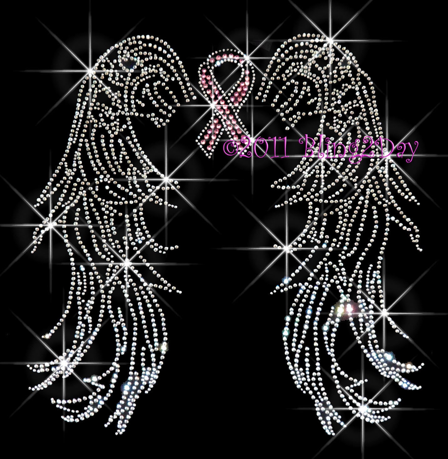 Cancer Ribbon With Wings