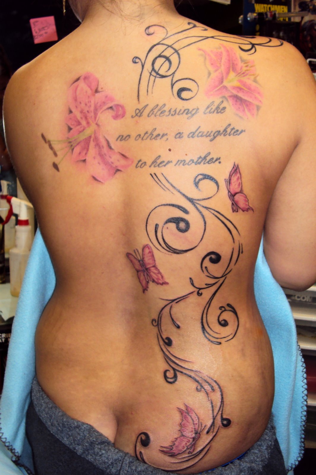 Cancer Ribbon With Wings Tattoo