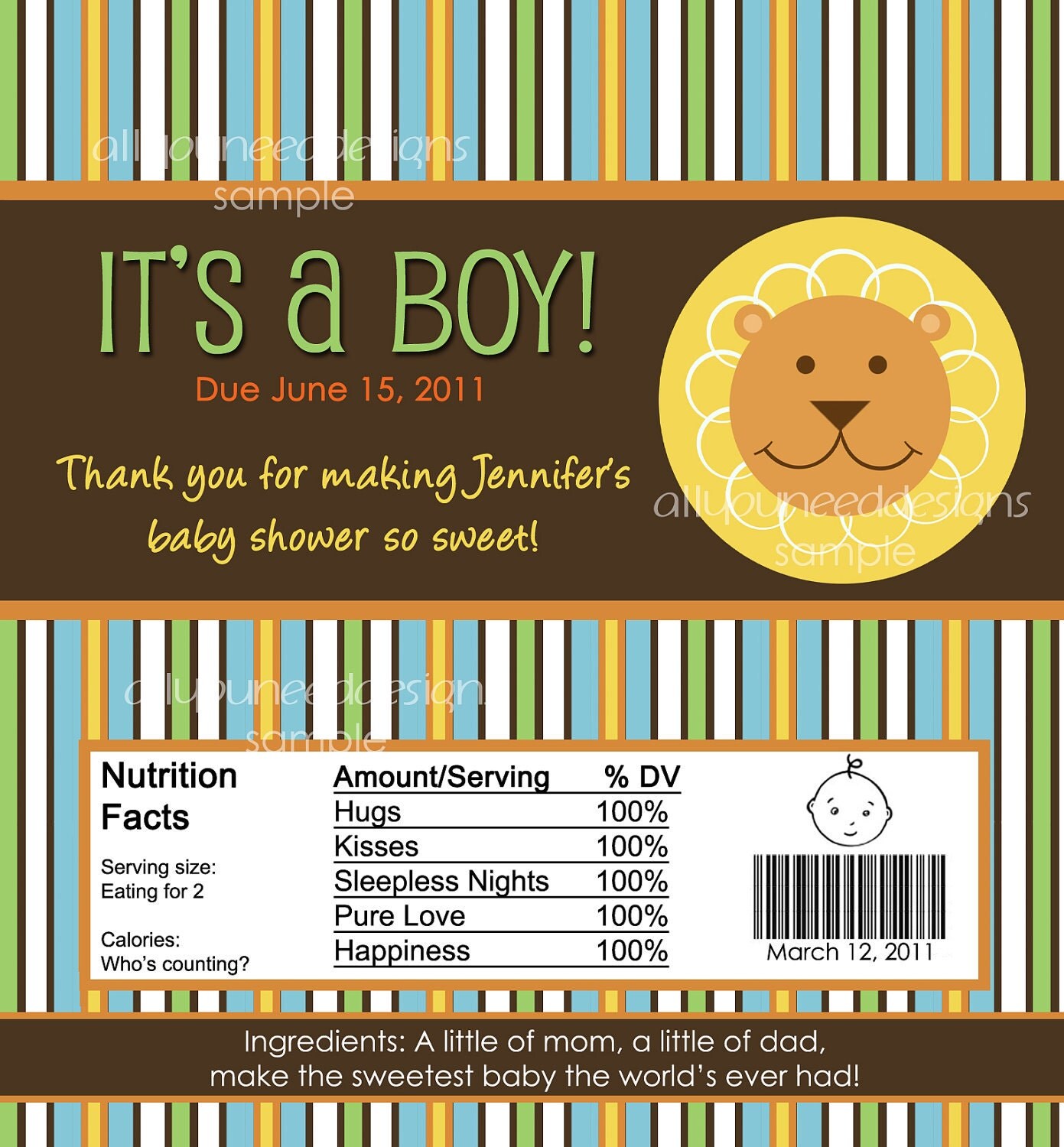 Candy Bar Wrappers For Baby Shower