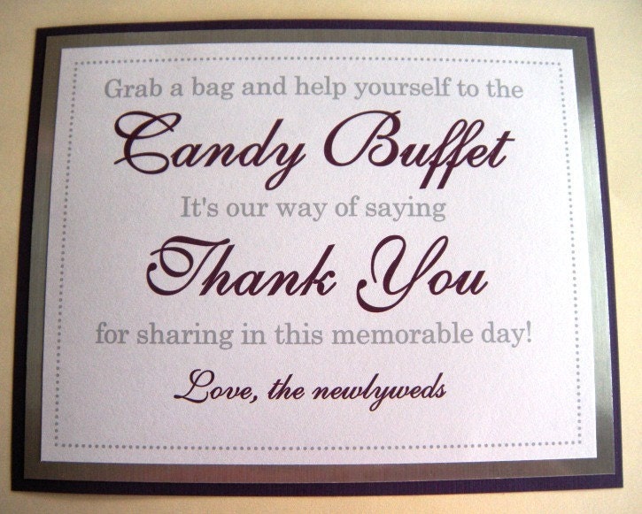 Candy Buffet Signs For Weddings