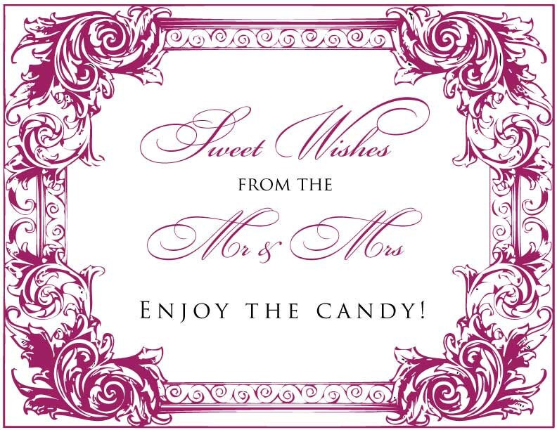 Candy Buffet Signs For Weddings