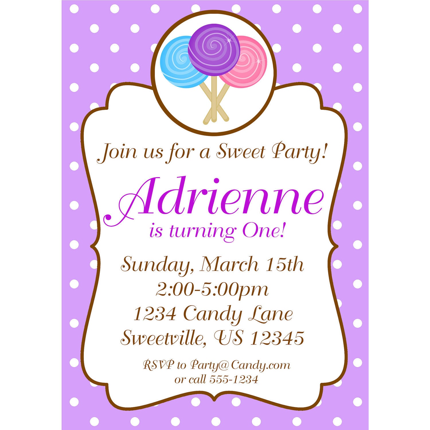 Candy Shoppe Birthday Party Invitations