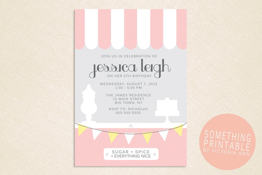 Candy Shoppe Birthday Party Invitations