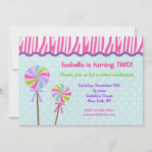 Candy Shoppe Birthday Party Invitations