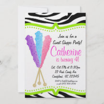 Candy Shoppe Birthday Party Invitations