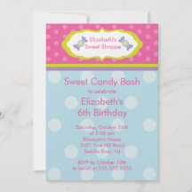 Candy Shoppe Birthday Party Invitations