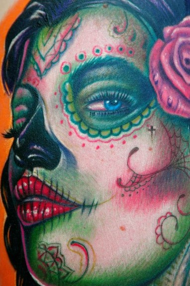 Candy Skull Tattoo Flash