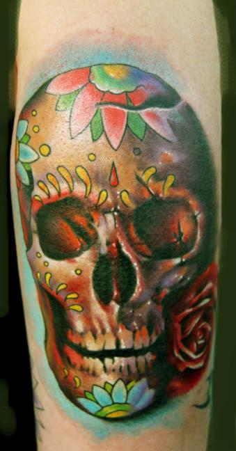 Candy Skull Tattoo Flash