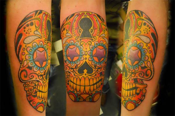 Candy Skull Tattoo Flash