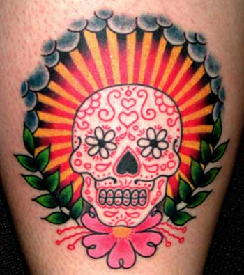 Candy Skull Tattoo Flash