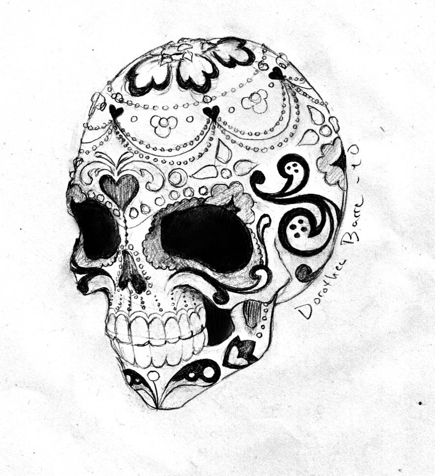 Candy Skull Tattoo Flash