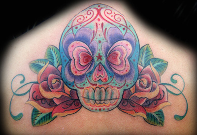 Candy Skull Tattoo Flash