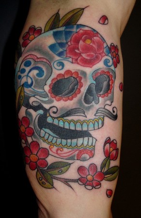 Candy Skull Tattoo Sleeve