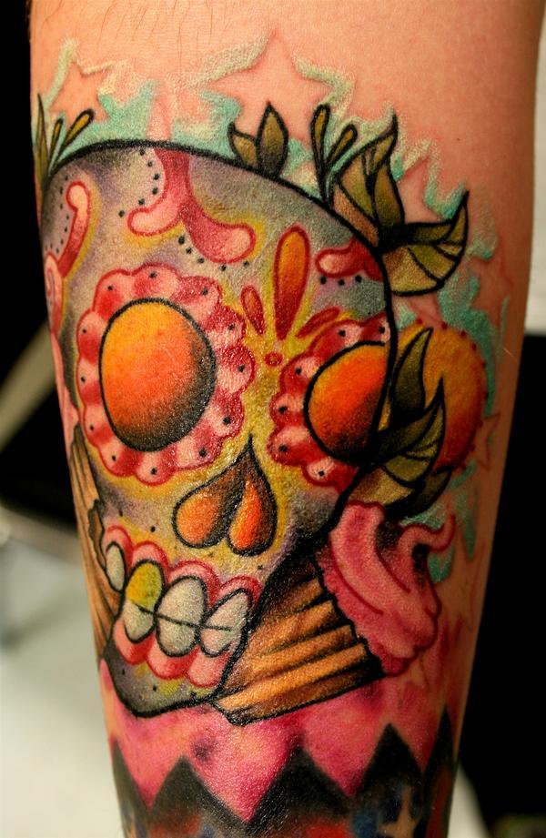 Candy Skull Tattoo Sleeve