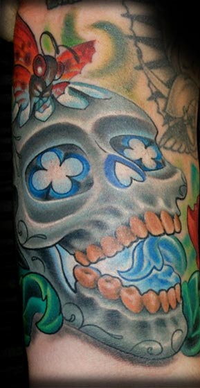 Candy Skull Tattoo Sleeve