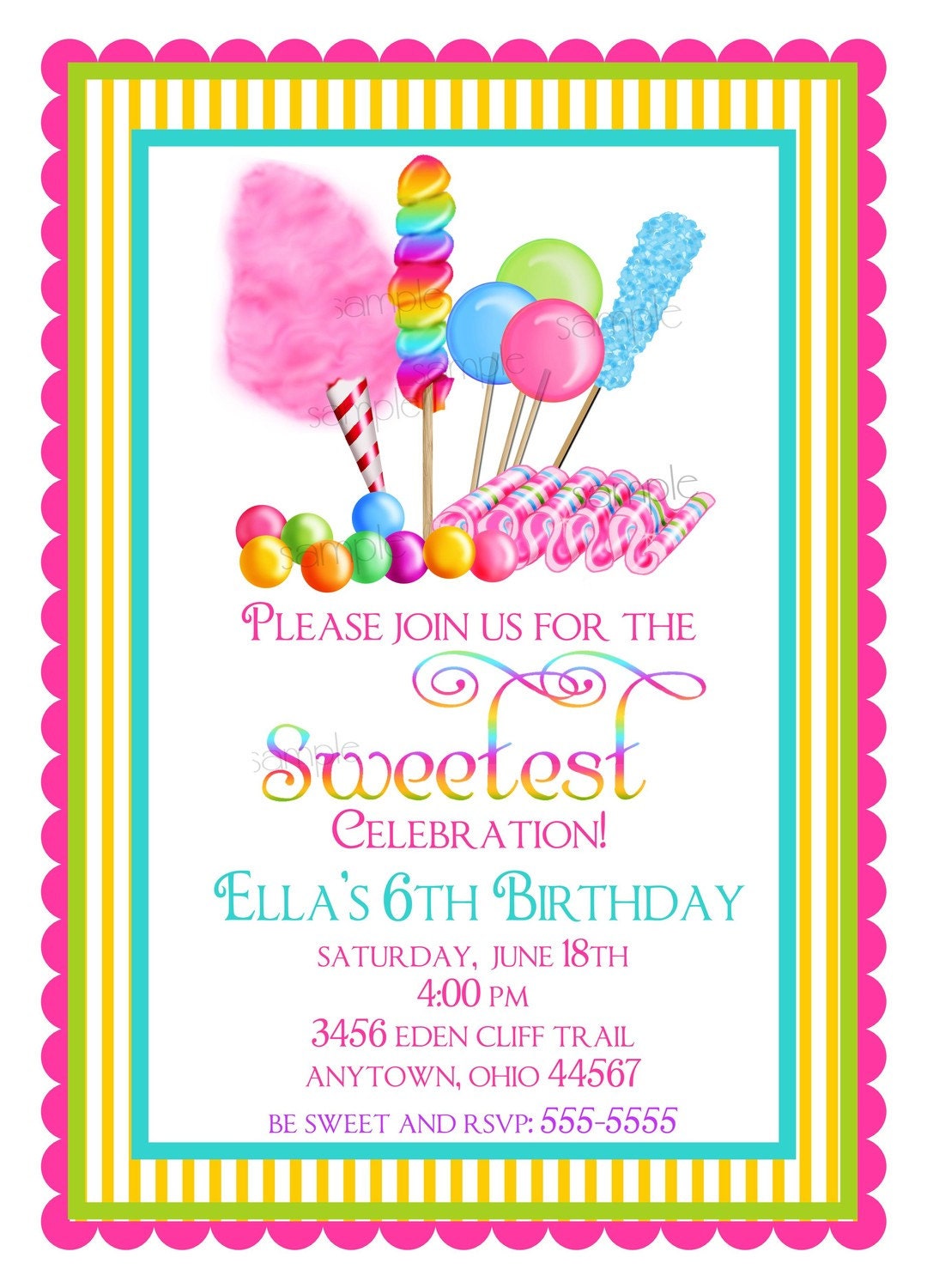 Candyland Party Invitations Ideas