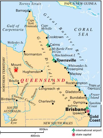 Capital Of Queensland Australia Map