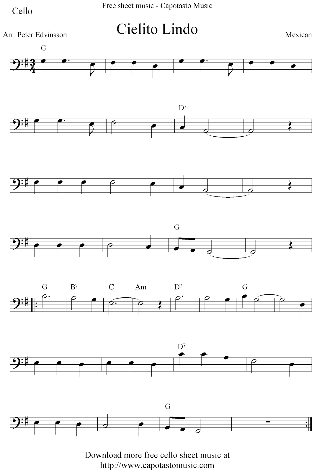 Cello Music Notes Free