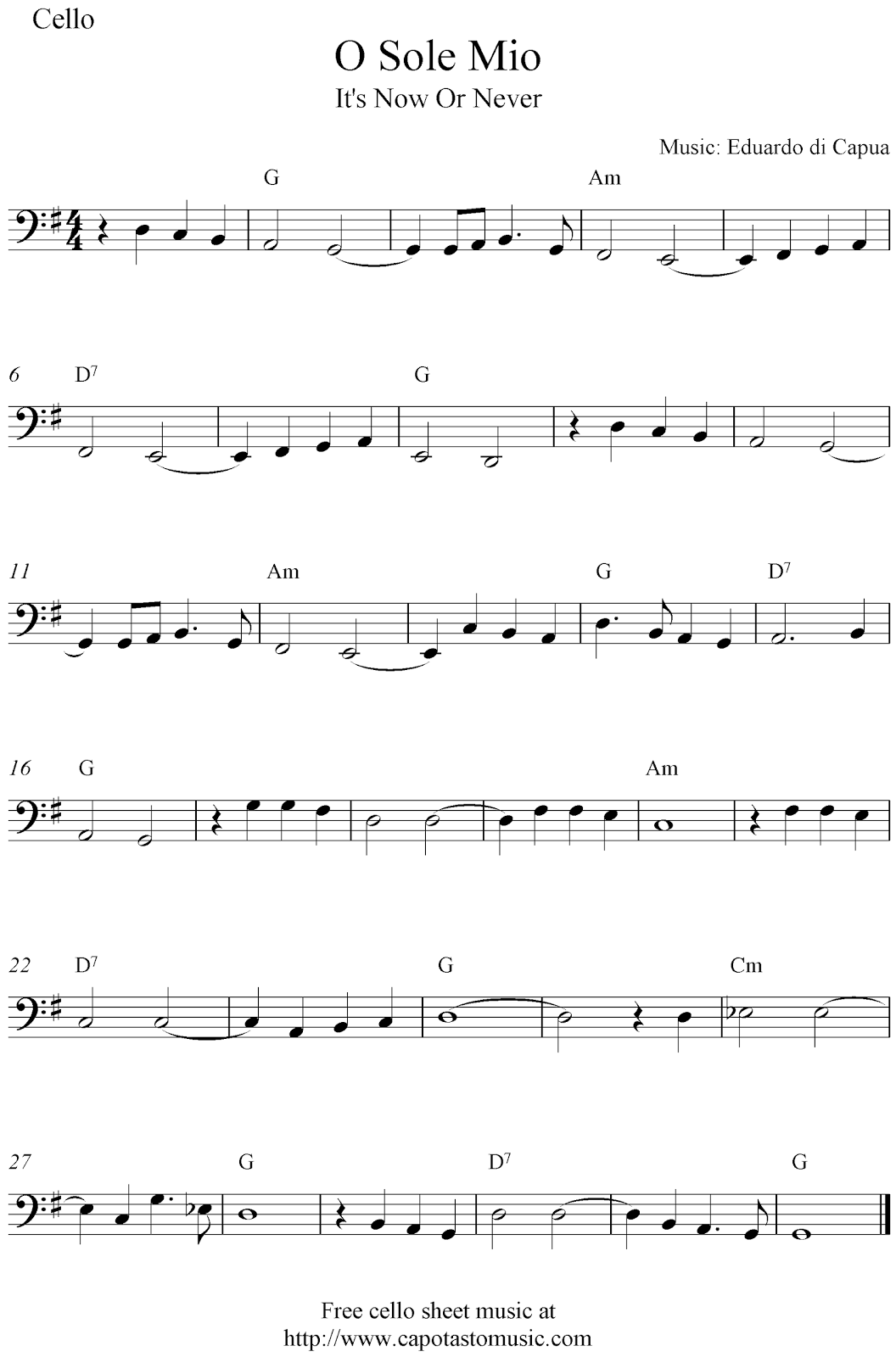 Cello Music Notes Free