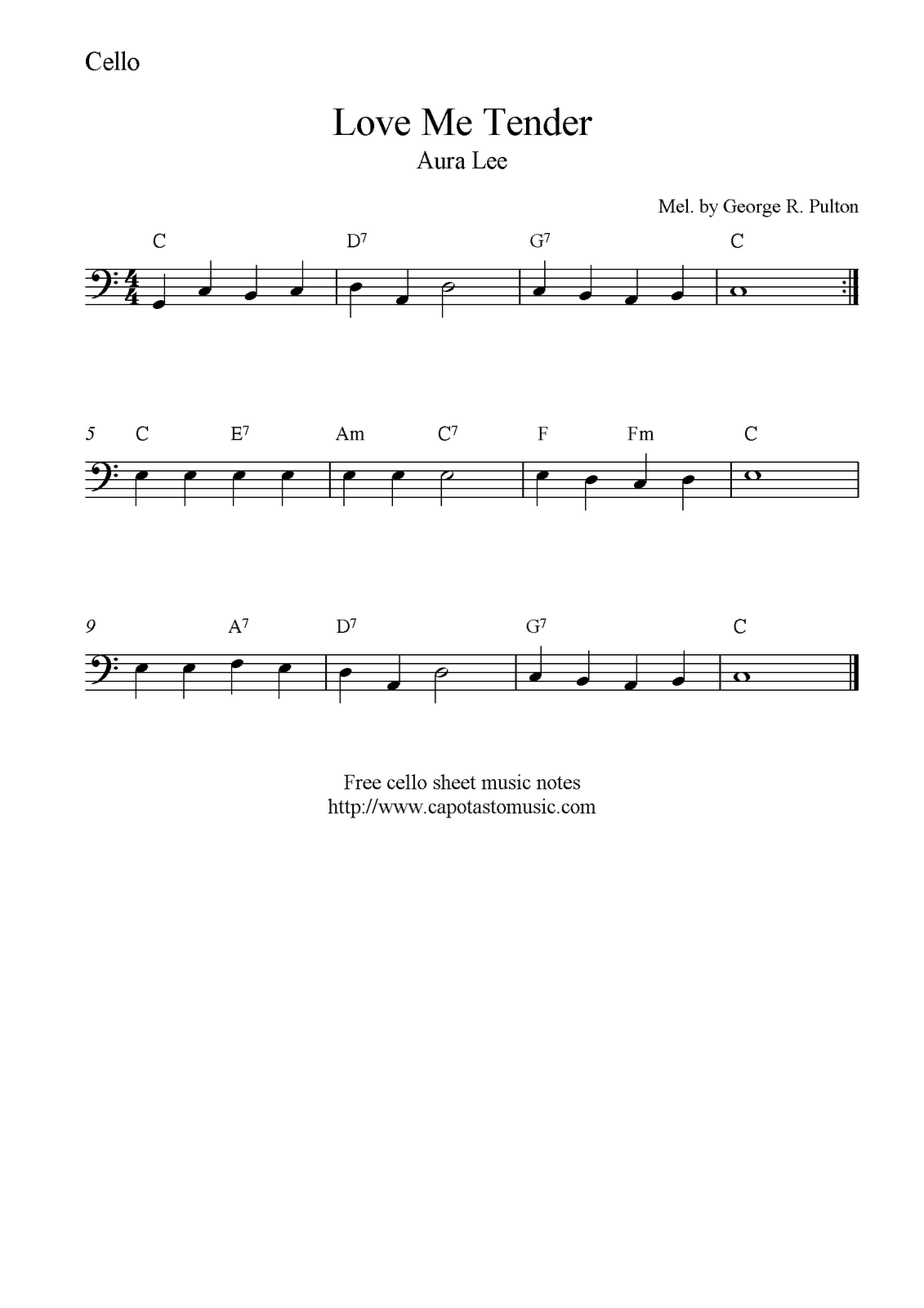 Cello Music Notes Free