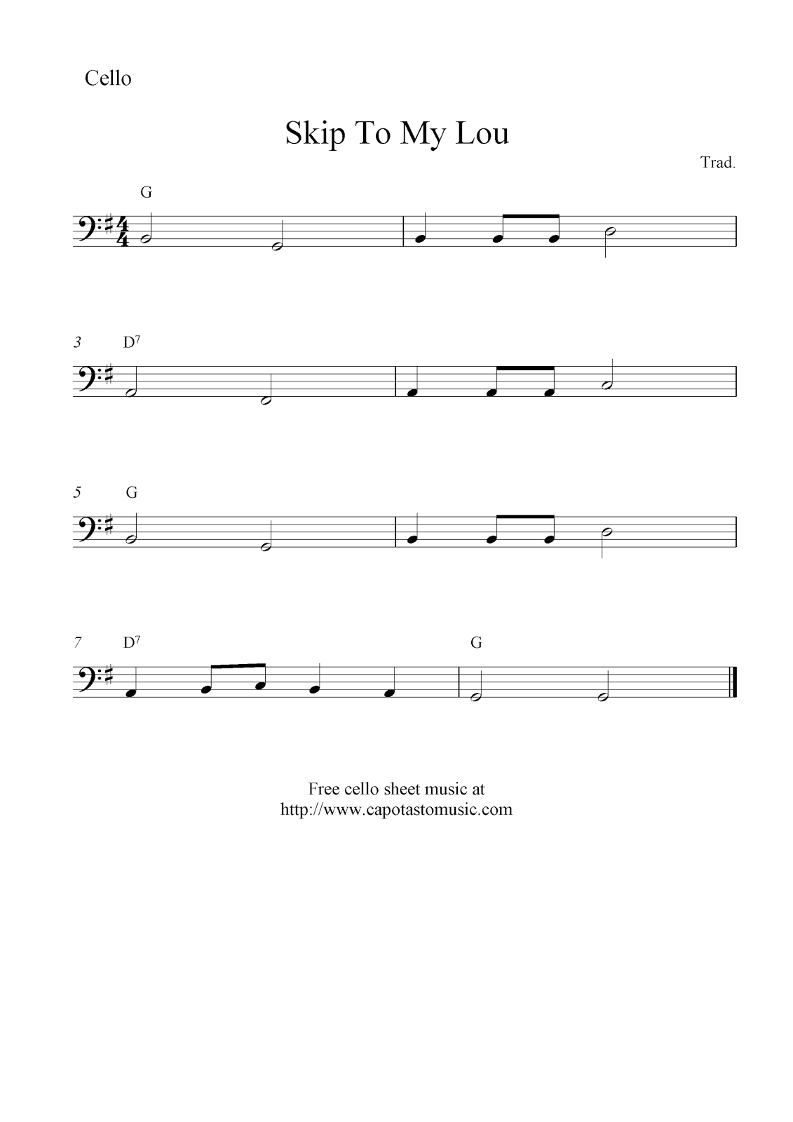 Cello Music Notes Free