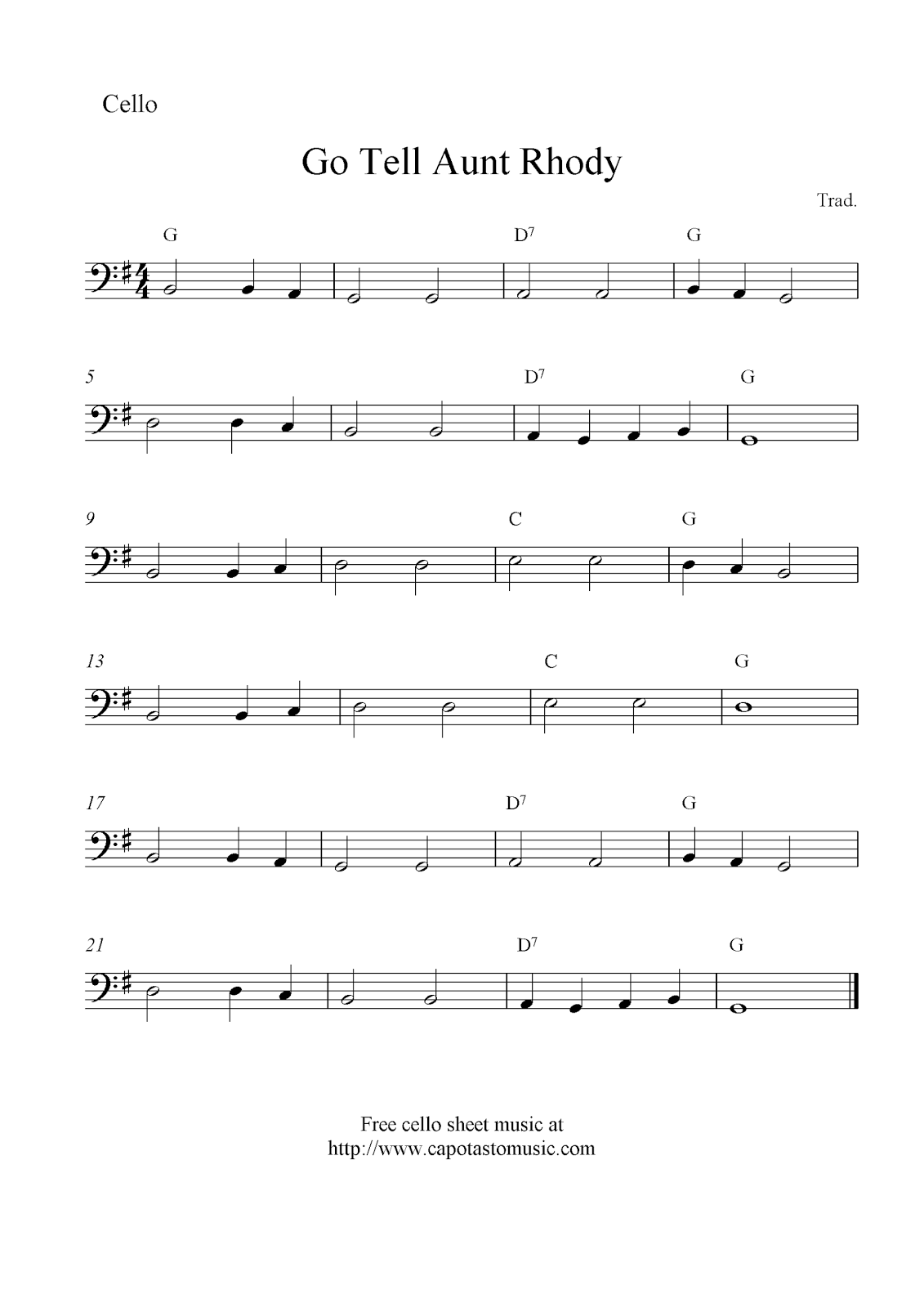 Cello Music Notes Free