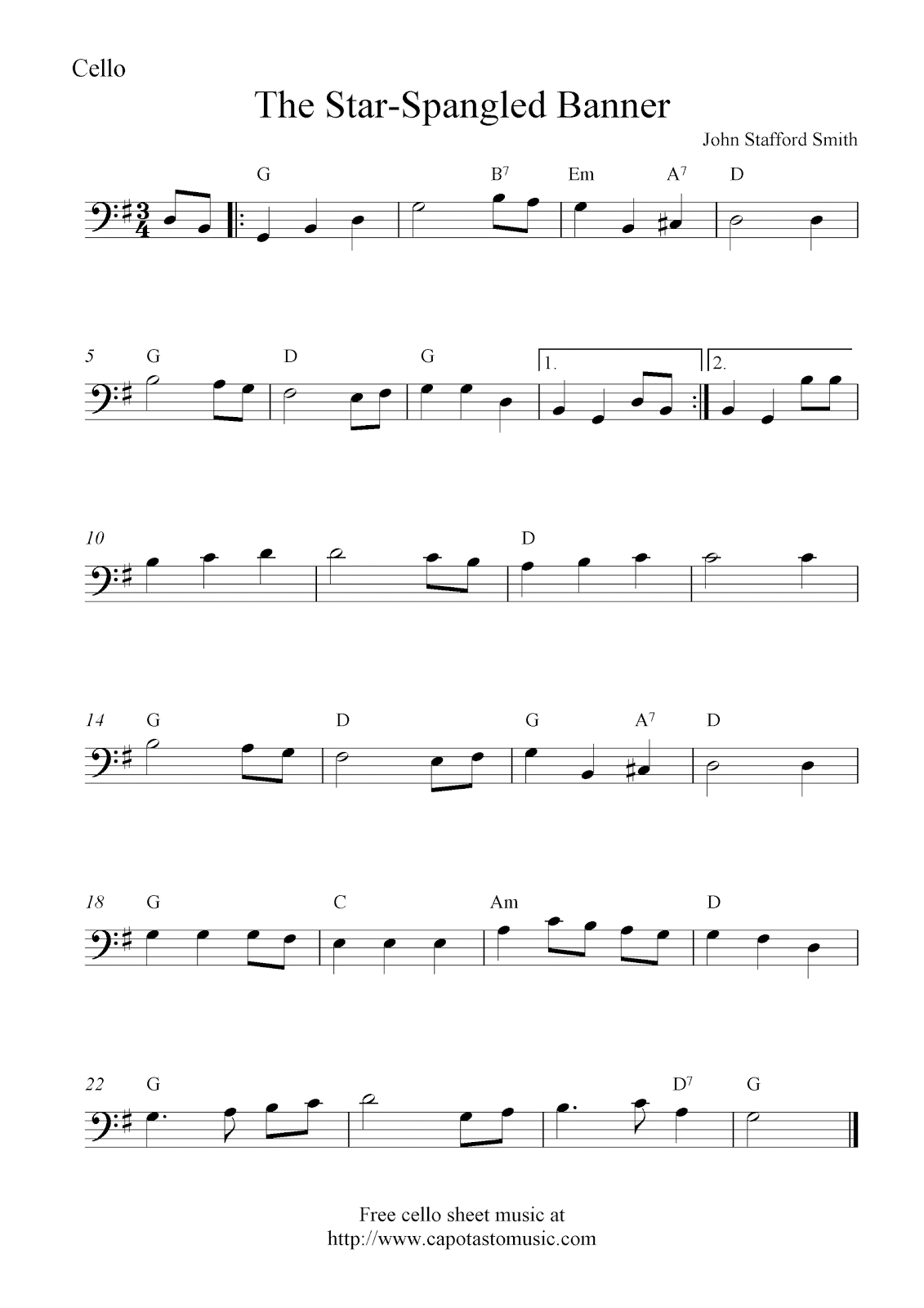 Cello Music Notes Free