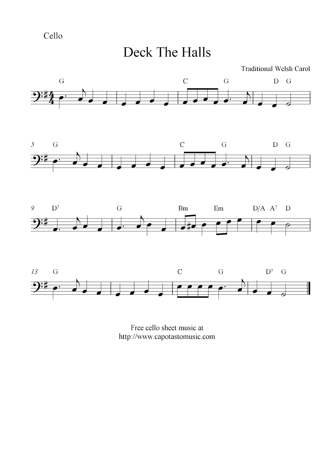 Cello Music Notes Free