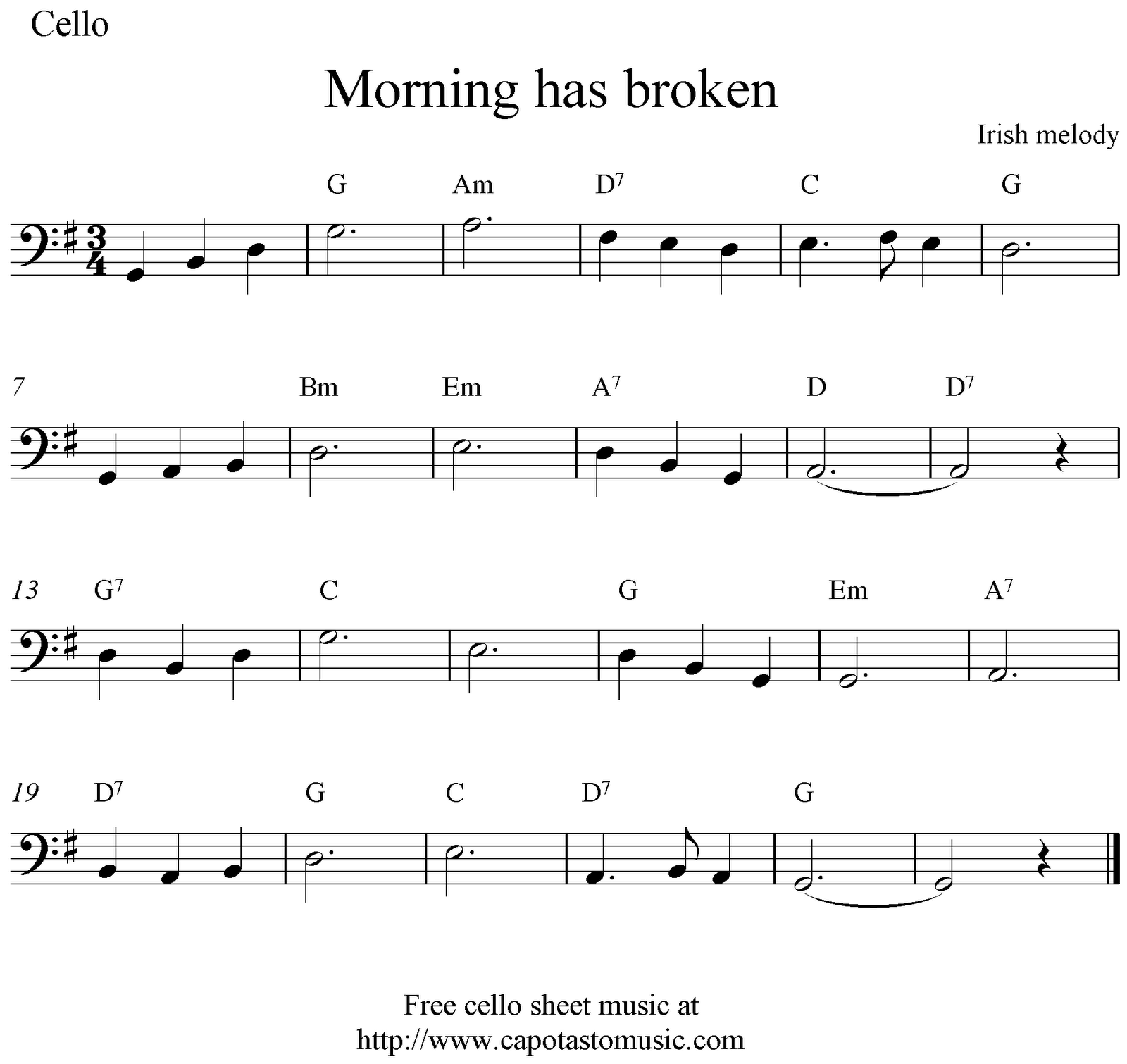 Cello Music Notes Free