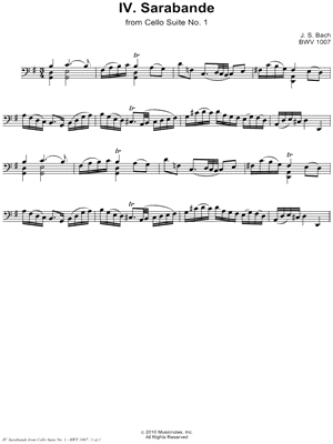 Cello Suite No. 1 Violin Sheet Music