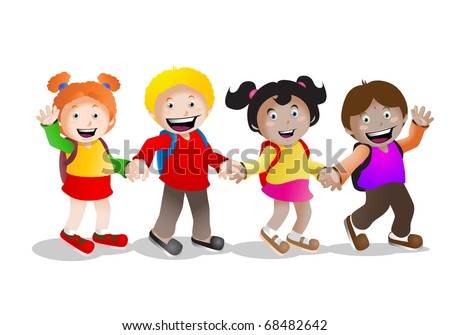 Children Playing At School Cartoon