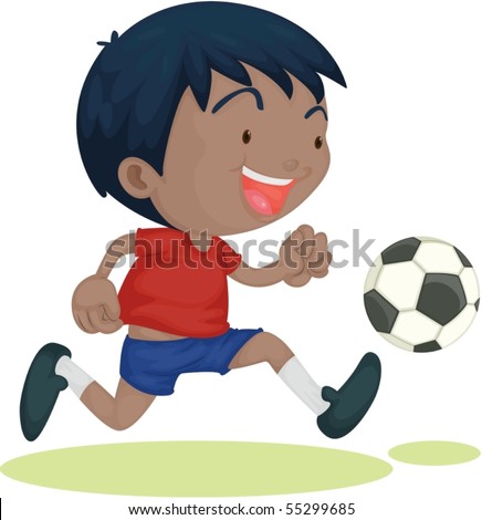 Children Playing Football Cartoon