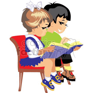 Children Reading Books Together