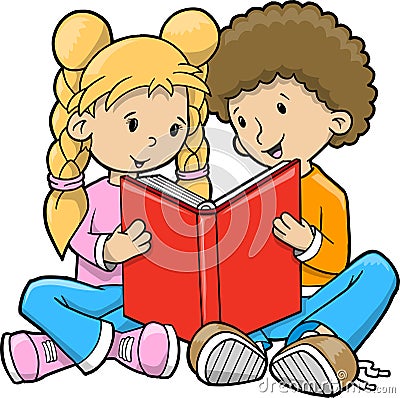 Children Reading Books Together