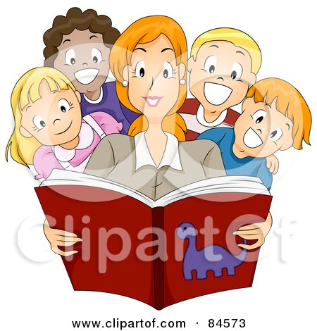 Children Reading Books Together Clip Art