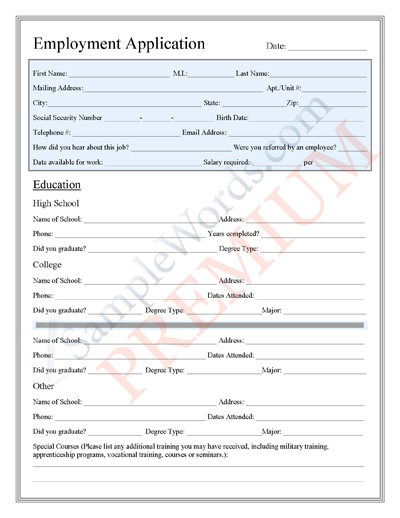 Course Registration Form Template Free