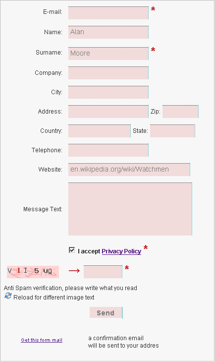 Email Registration Form In Html Code