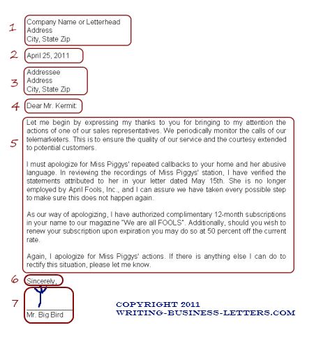 English Formal Letter Format Example