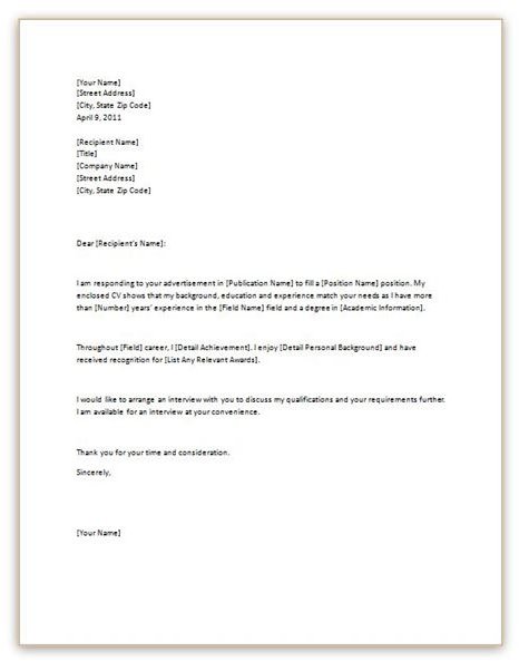 Formal Letter Template Word Download