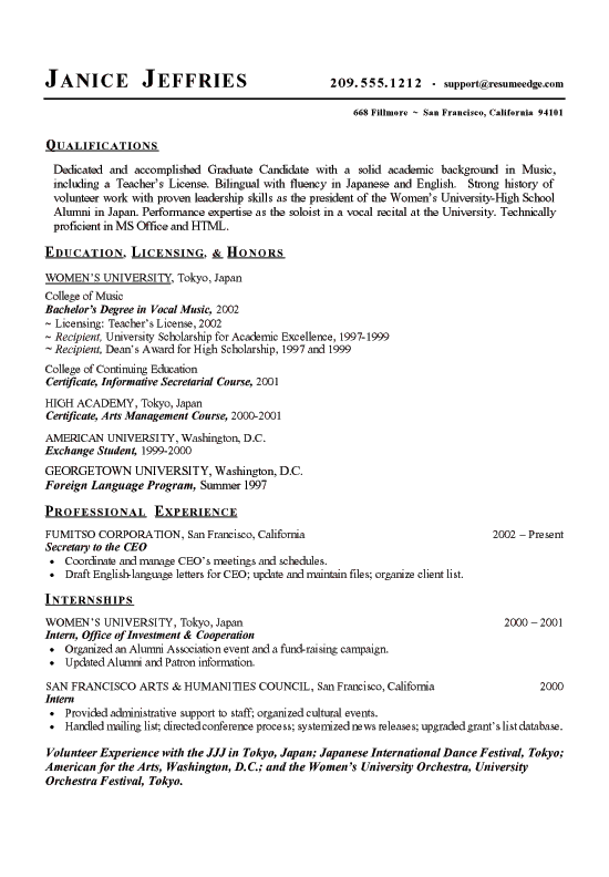 Format Of Resume For College Students