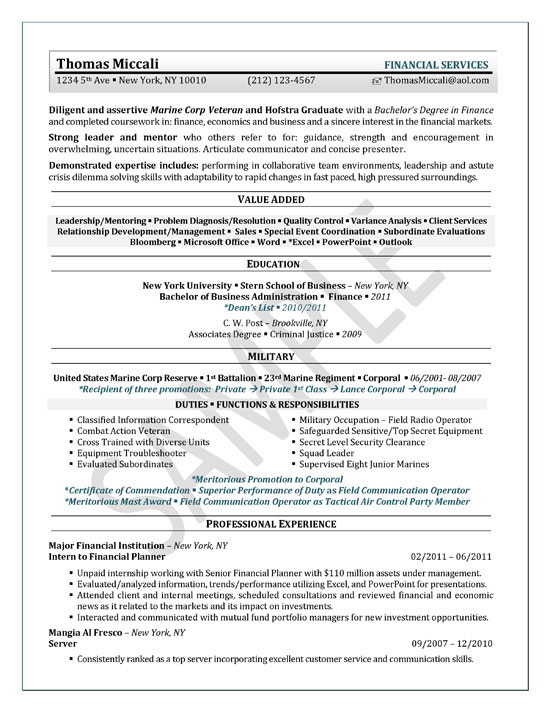 Format Of Resume For Internship