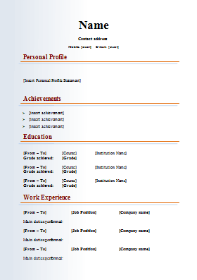 Format Of Resume For Job Free Download