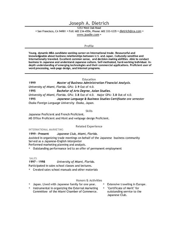 Format Of Resume For Job Free Download