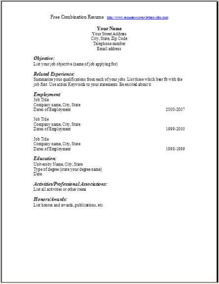 Format Of Resume For Job Free Download