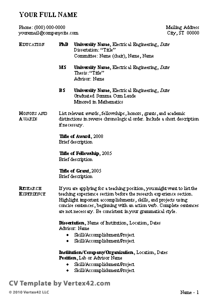 Format Of Resume For Students