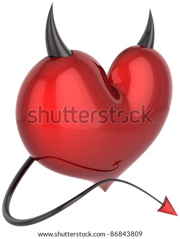 Heart With Devil Horns And Tail Tattoo