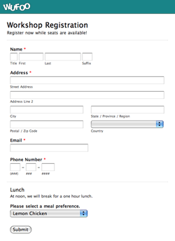 Html Registration Form Example
